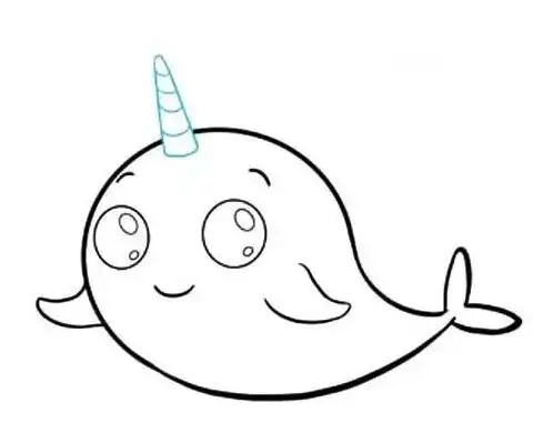 鲸的图片简笔画【可爱的独角鲸简笔画步骤图解】