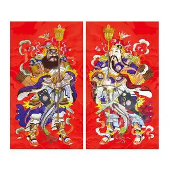 门神门贴雷神火神关羽张飞秦琼尉迟恭潮创意 秦琼蔚迟恭(一对) 300x