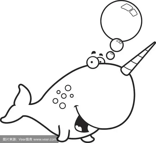 在卡通独角鲸