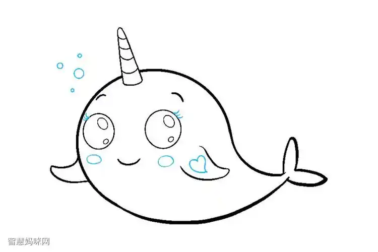 如何画一只可爱的独角鲸